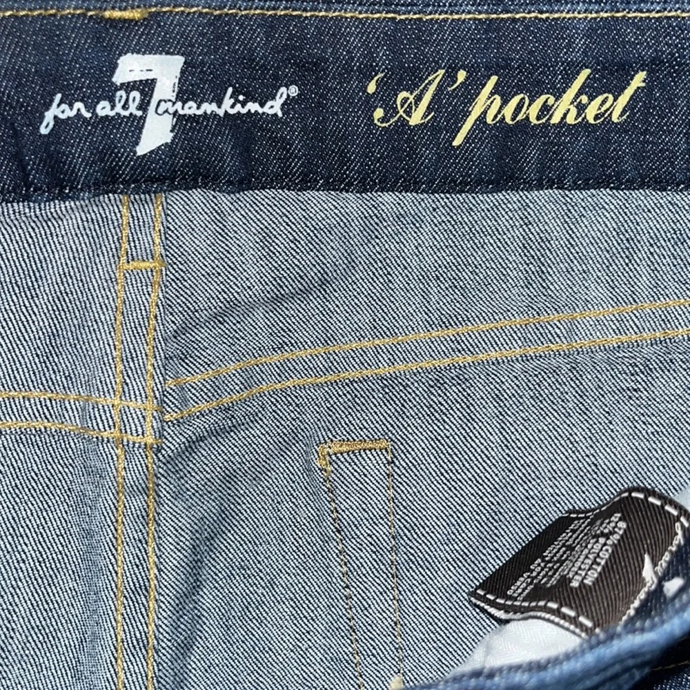 7 For All Mankind “A” Pocket Dark Wash Denim Jeans (29) - Picture 6 of 10